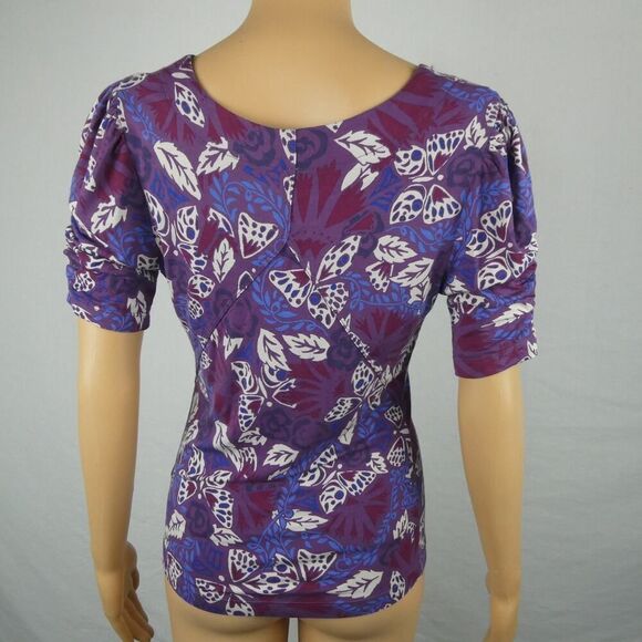 Free People Hollywood Top Deep V Neck Button Front Floral Boho Purple Small - Picture 8 of 8